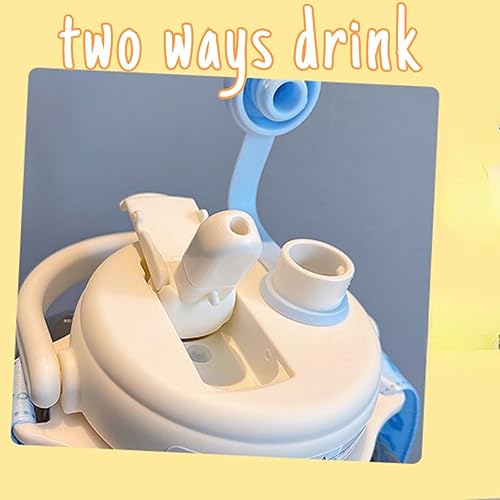 Miniatura 2 de RRRWEI Botella de agua transparente cuadrada grande de 40 onzas  40.6 fl oz, botella de agua estética con popote y correa, botella de agua de