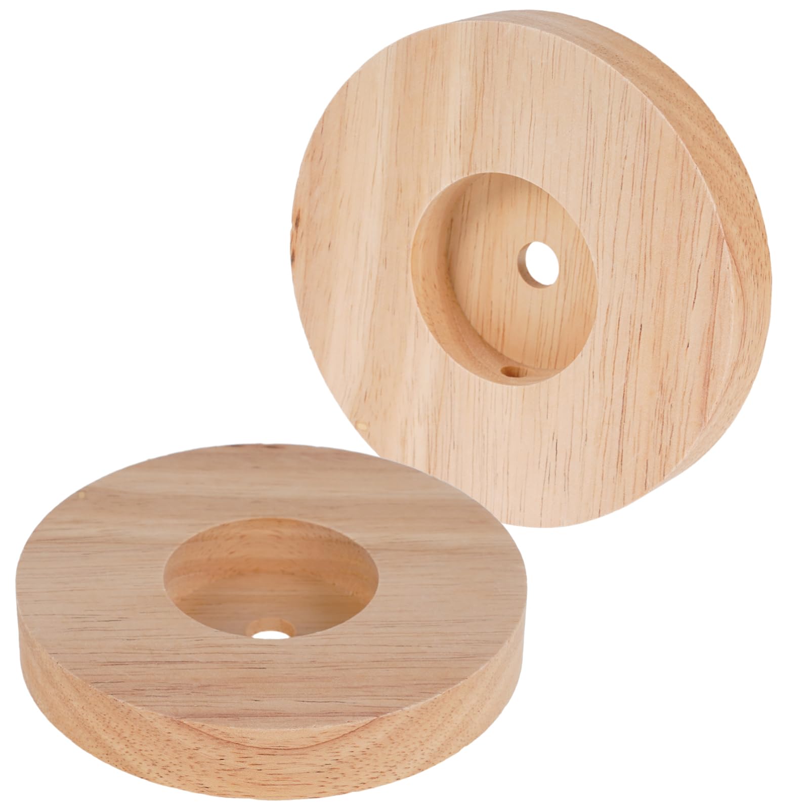 CHILDWEET 2Pcs Round Wooden Lamp Bases for DIY Crafts Solid Wood Table Lamp Accessory Base Portable and Lightweight for Anniversaries