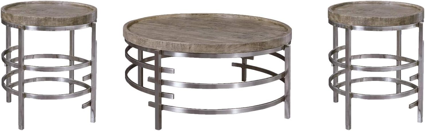 Signature Design by Ashley Zinelli Contemporary Coffee Table with Tray-Style Top and Chrome Base, Gray : Home & Kitchen