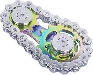 Juguetes Fidget de Metal, Juguete Fidget de Cadena de Bicicleta con 2 Engranajes, Juguete Cinético de Escritorio Novedad Mano Spinner, para Alivio del Estrés (6×3,5 cm)