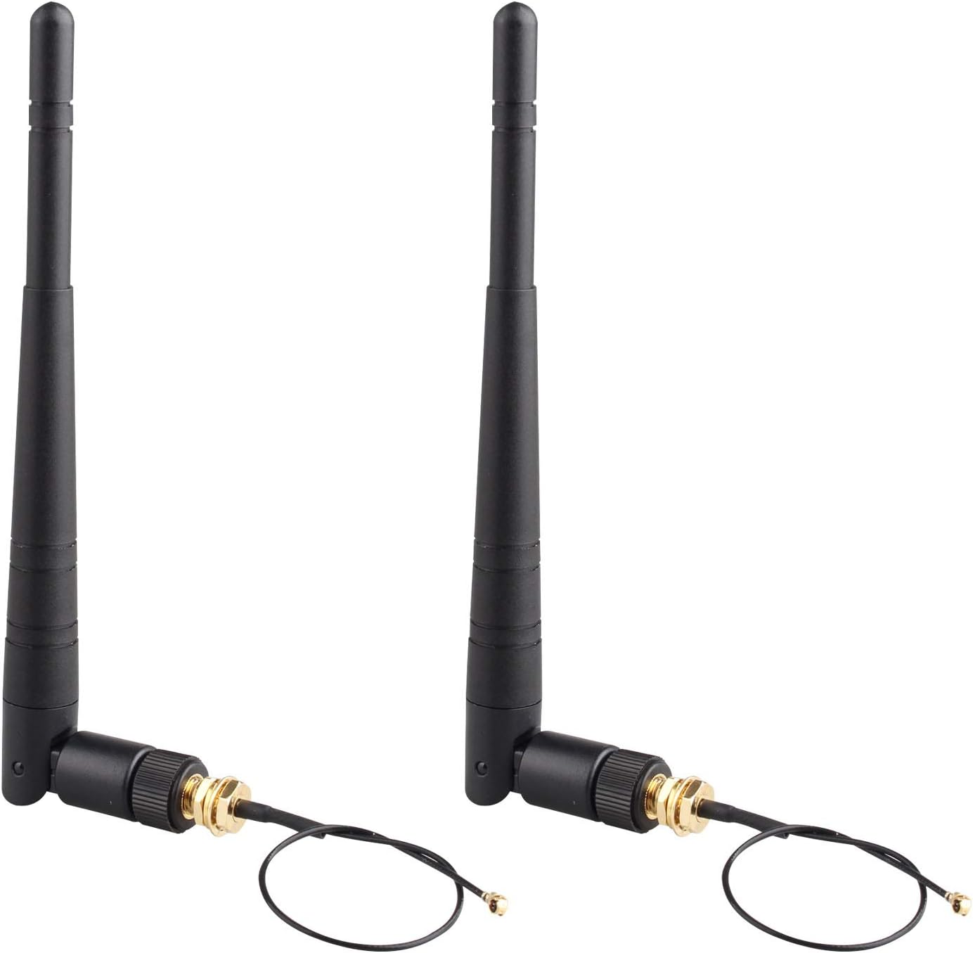 Jopto 2PCS 2.4G High Gain Wireless Router 3DBI WiFi Omnidirectional Antenna RP-SMA Female Connector with High Performance U.FL to RP-SMA Male Pigtail RF 1.13 Antenna WiFi Cable Length 15cm