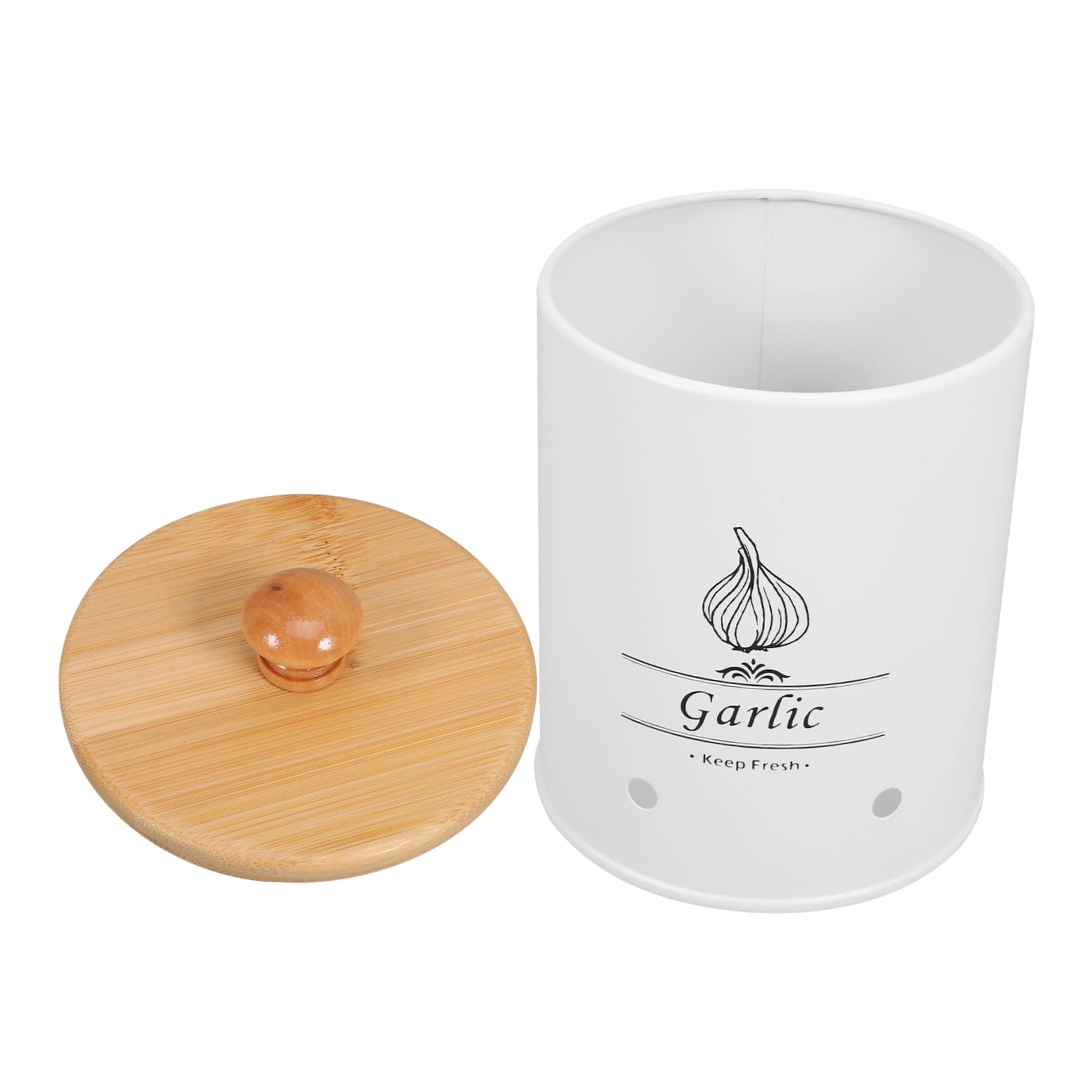 COLLBATH Garlic Keeper for Kitchen: Large Capacity Storage Pot Bamboo Lid for Garlic Ginger Eggs