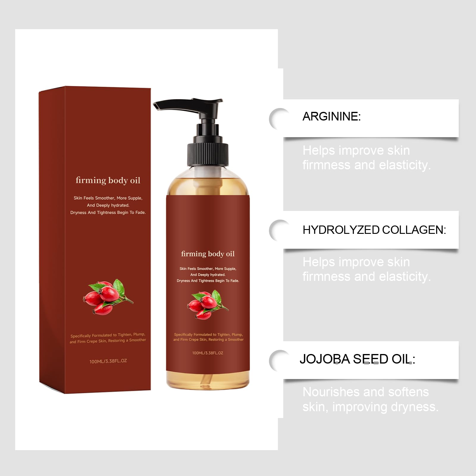 Olio per il corpo rassodante per la pelle rugosa, idratante per la cura della pelle dopo la doccia, per tutto il corpo, rimpolpa la pelle, leggero al tatto, delicato, idratante (6 pezzi)