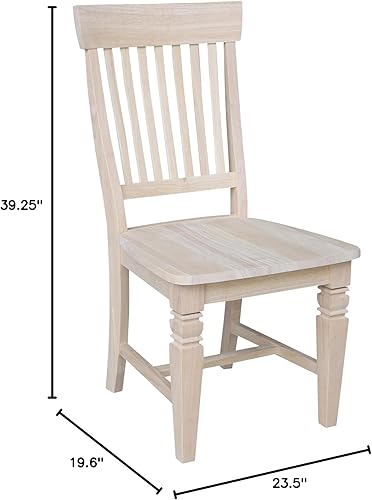 Miniatura 3 de IC International Concepts, Juego de dos sillas altas de comedor Java, sin terminar, madera maciza, madera de parawood real, 19.7 pulgadas de ancho x