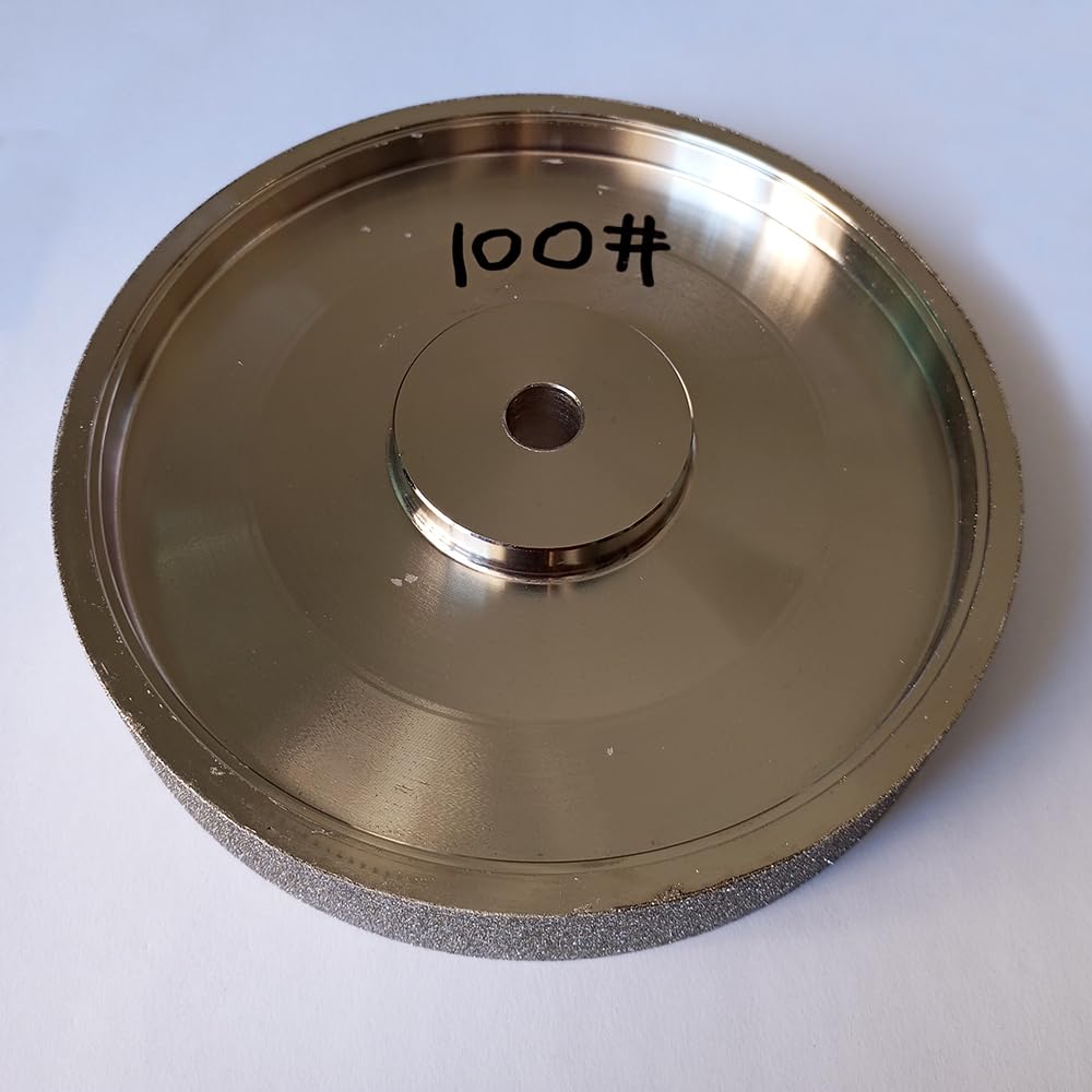 Rueda abrasiva de diamante galvanoplastia de 6 pulgadas de diámetro con eje de 1/2 pulgada para molienda y pulido de cristal lapidario de piedra (grano: 100#)