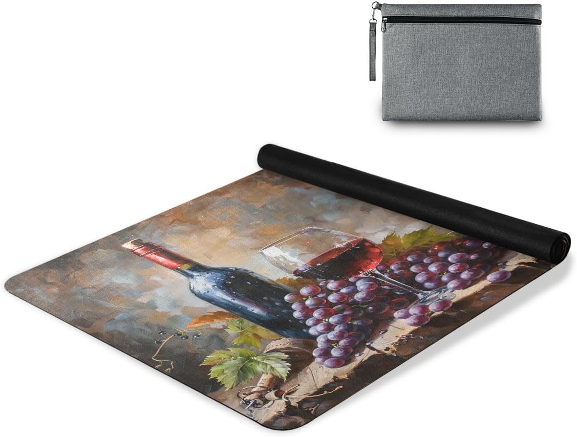 ALAZA Red Wine and Grapes Yoga Mat Non Slip Fitness Exercise Mat, Workout Mat for Yoga, Pilates and Floor Exercises