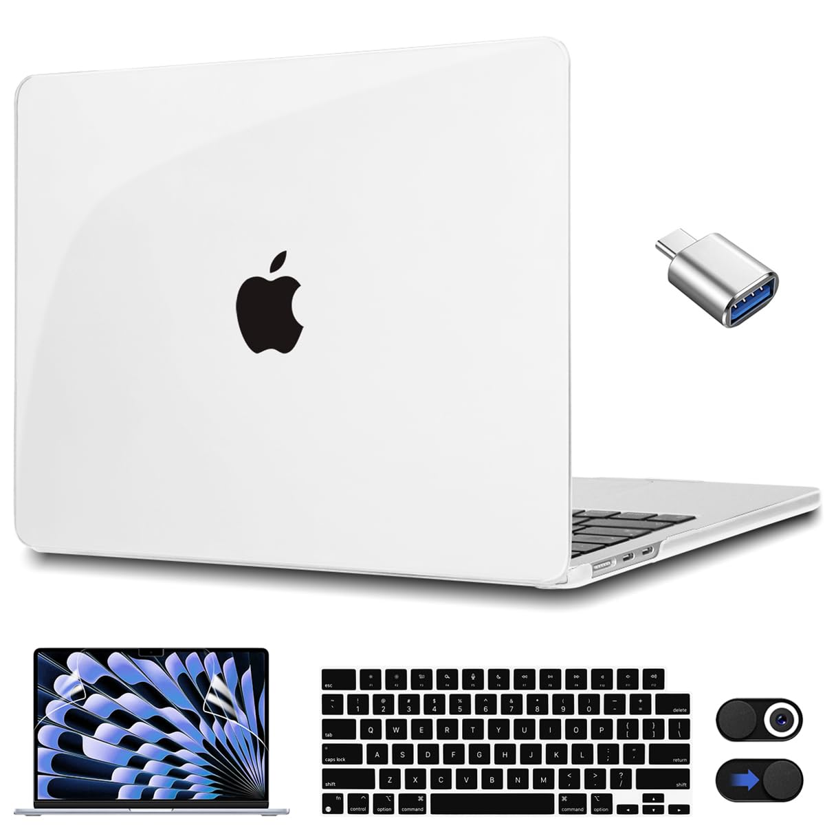 CISSOOK Compatible with MacBook Air 15 inch Case 2023 2024 2025 Release A2941 A3114 A3241, Transparent Protective Plastic Hard Shell Case Cover for MacBook Air 15 inch M2 M3 M4 Chip, Crystal Clear