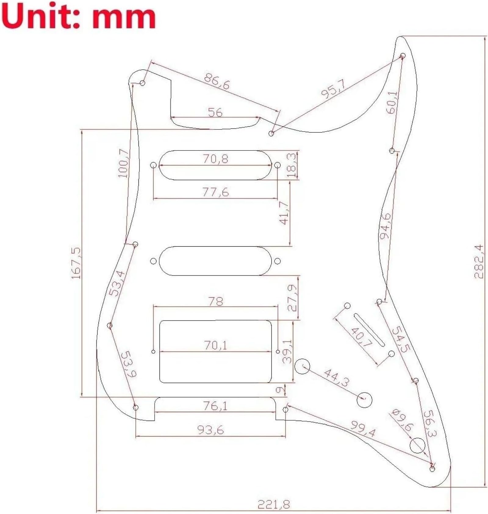 SSH Wstępnie okablowany Pickguard Strat z przetwornikami Alnico 5 Humbucker, osłona kostki do gitary Fender Stratocaster