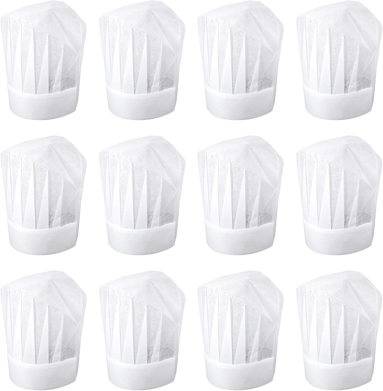 Xyembu 12 Pack Adjustable Disposable White Chef Hats - Non-Woven Elastic Kitchen Caps for Baking, Cooking Parties, DIY Bakers Fun