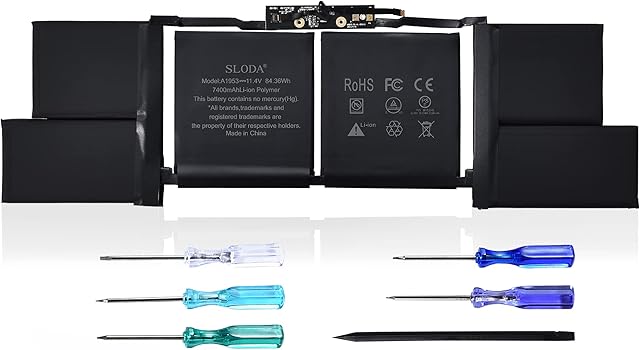 SLODA A1953 Laptop Battery for MacBook Pro 15'' A1990 (Mid 2018 2019 Version) EMC 3215 3359 BTO CTO Touch Bar MV902LL/A MV912LL/A MV922LL/A MV932LL/A MV942LL/A MV952LL/A [Li-Polymer 11.4V 7400mAh]
