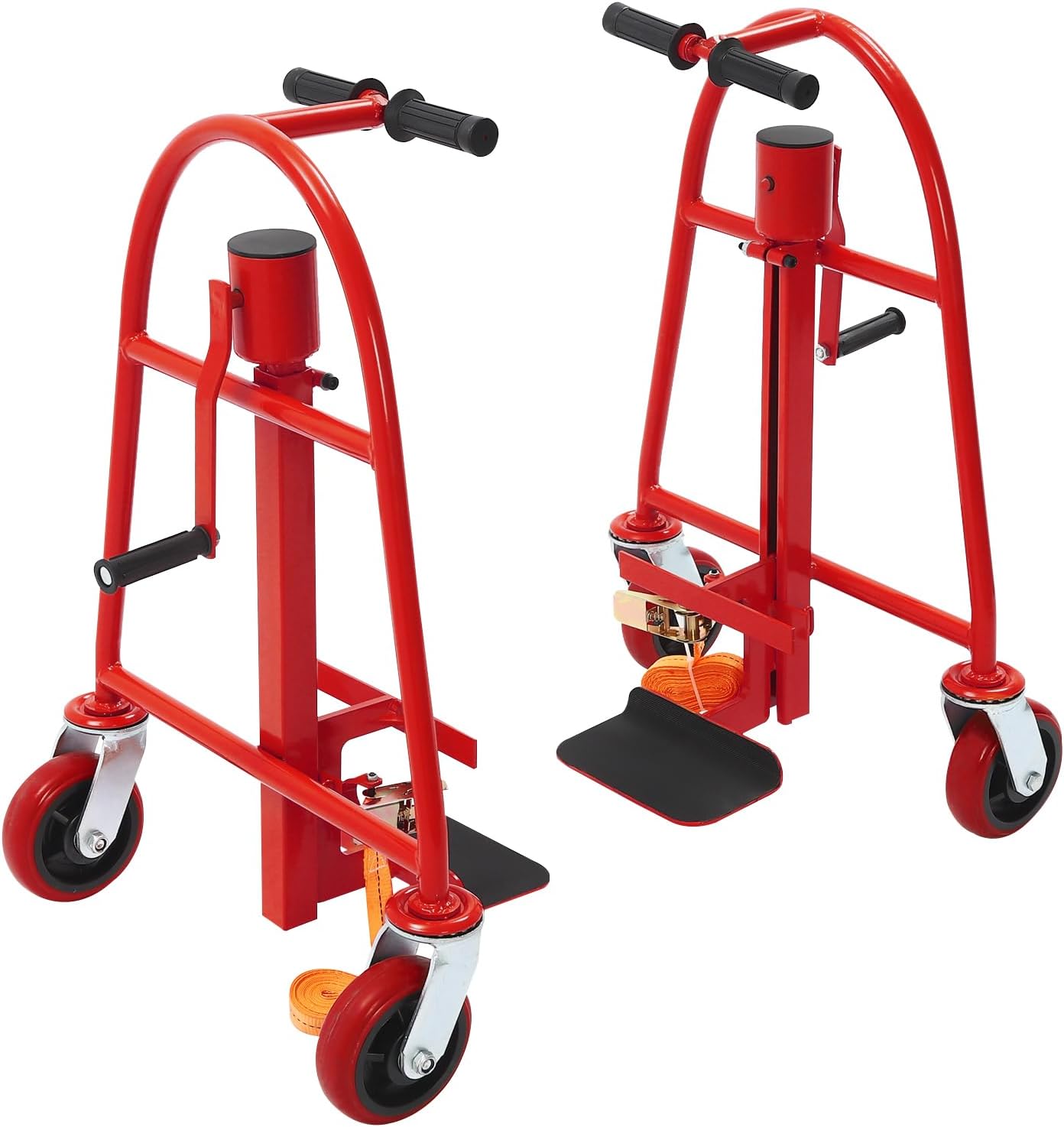 Manual Furniture Move Tool, Furniture Handling Tool Adjustable Lift Height, 1300 lbs Capacity Moving Tool Set with 4 Universal Wheels, Heavy Duty Moving Dolly for Warehousing (Red, 1300lbs)