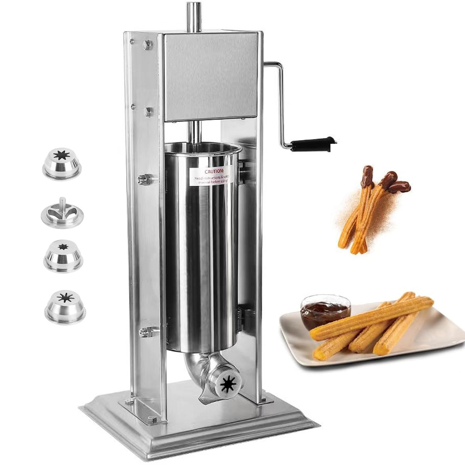 machine churros 3l/5l/7l machine a donuts verticale en acier inoxydable avec 4 buses avec formes distinctes, churrera professionnelle pour churros et matraques,5L