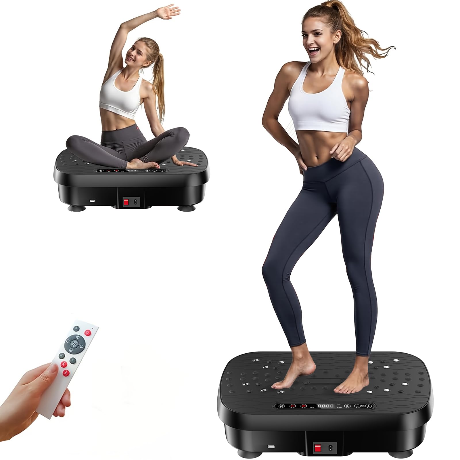Vibration Plate Exercise Machine for Lymphatic Drainage Muscle Activation Full-Body Workout Vibrating Platform with Loop