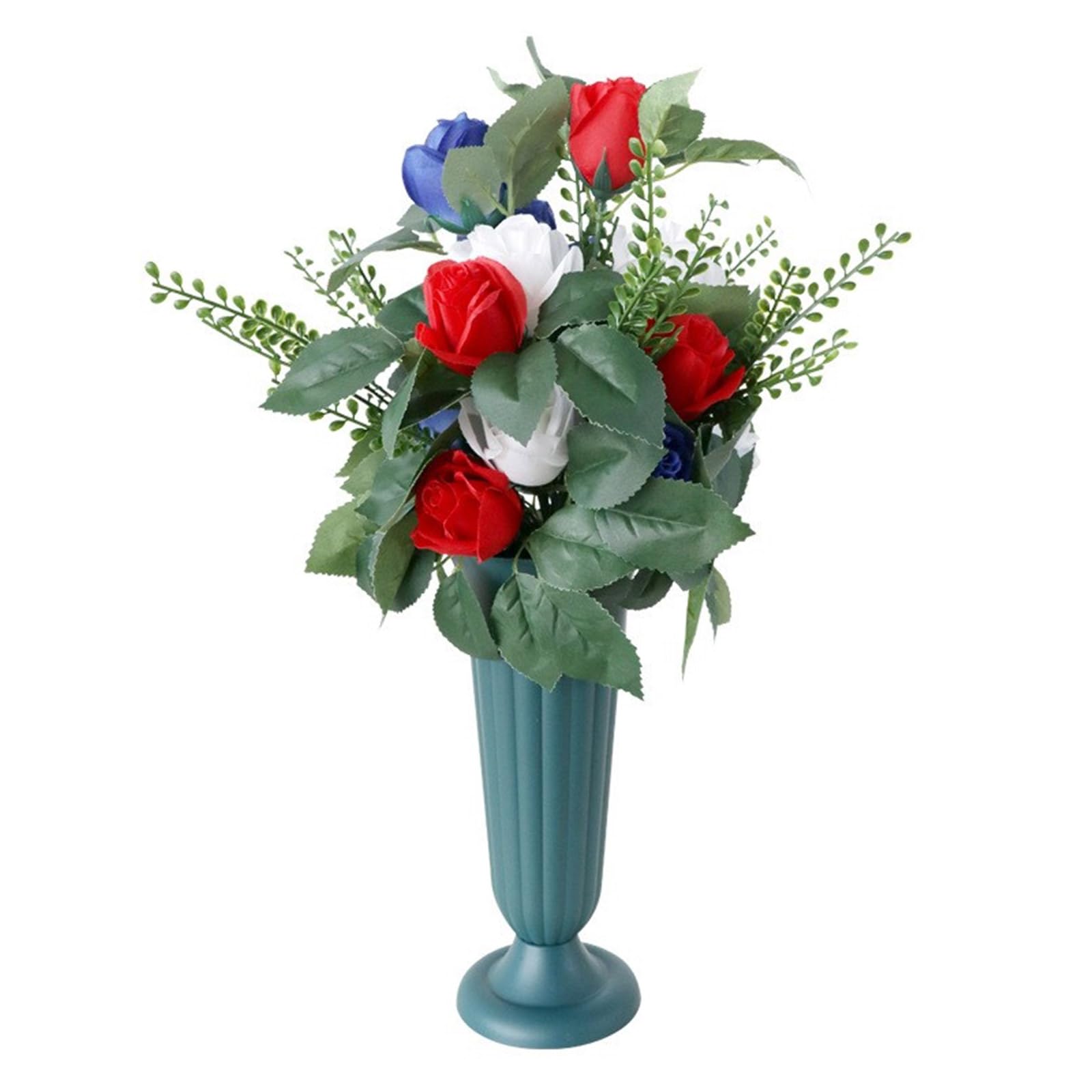 Hsioluted Artificial Cemetery Flower Saddles Cemetery Tombstone Flower Saddles Artificial Bouquets for Graveyard Decoration Memorial with Vase