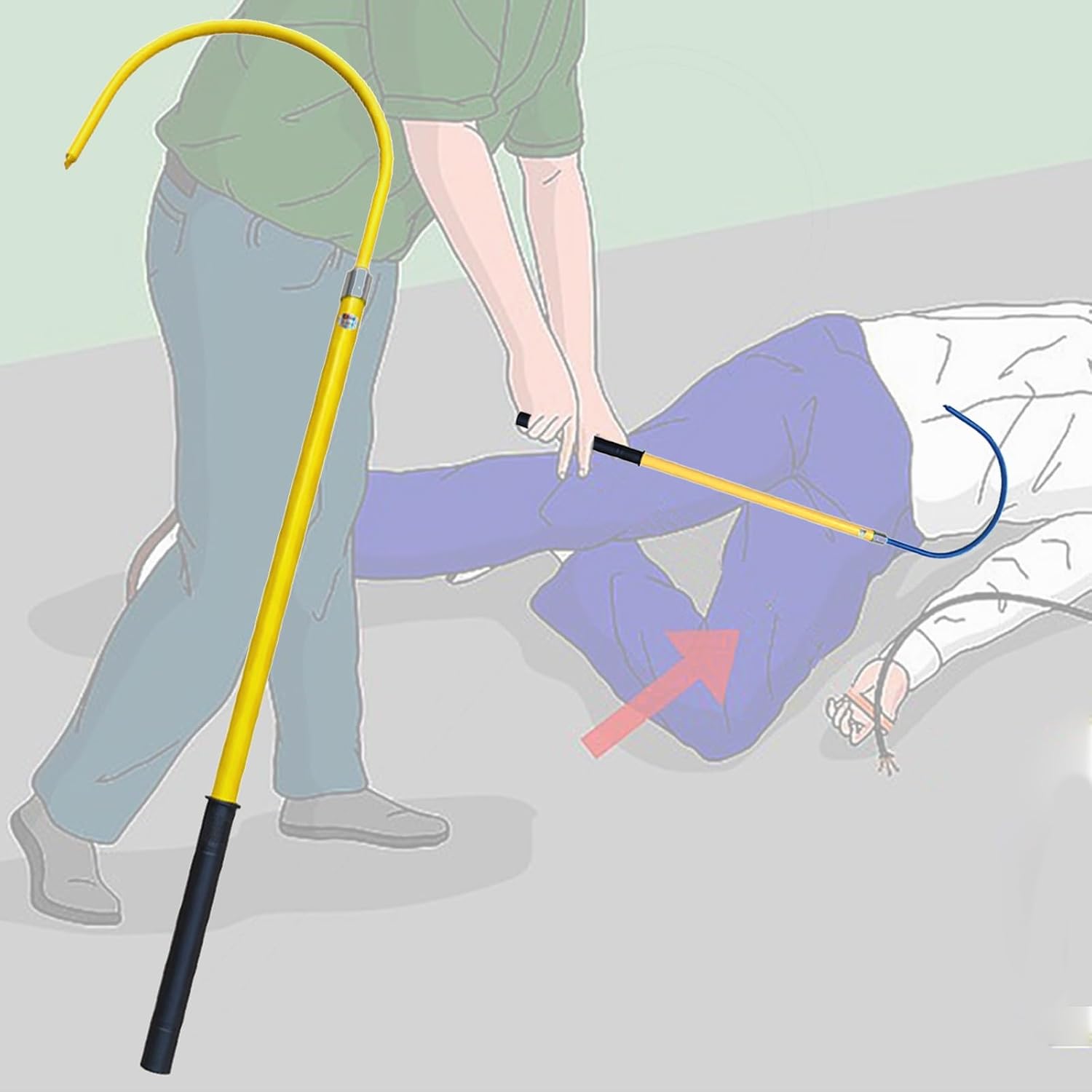 Rescue Hook Saftey Tool Commercial Hook Insulated Stick, Substation/ Construction Sites High Voltage Power Lifeguard Pole 10KV 35KV 110KV 220KV, 32MM Tube Rescue Hook with Humidity-proof Seals(Yellow,