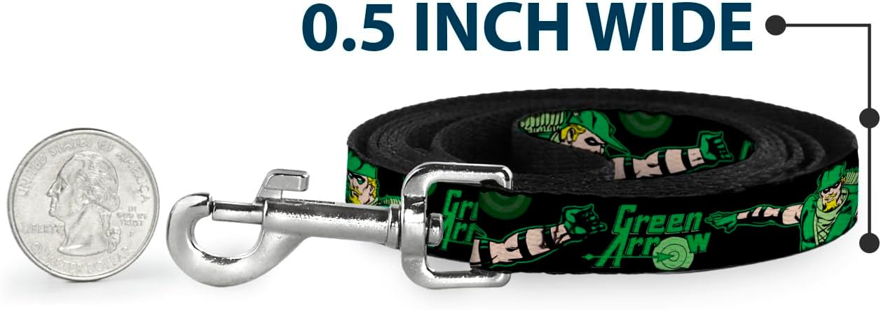 Dog Leash Green Arrow Action Poses Targets Black Greens 6 Feet Long 1.0 Inch Wide