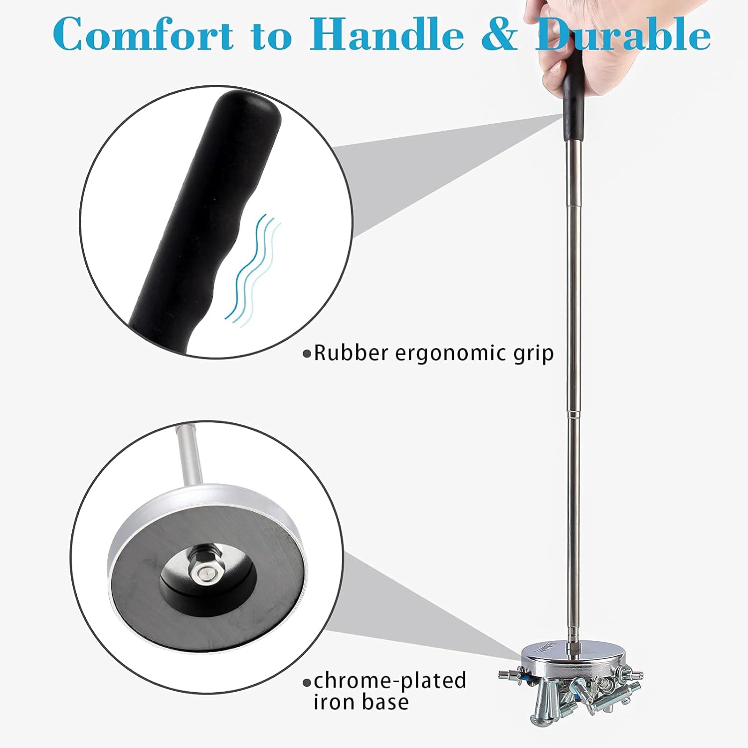 4 Pieces Magnet Kit, 1 Telescoping Magnetic Sweeper Pickup Tool with 3 Pieces Magnetic Trays