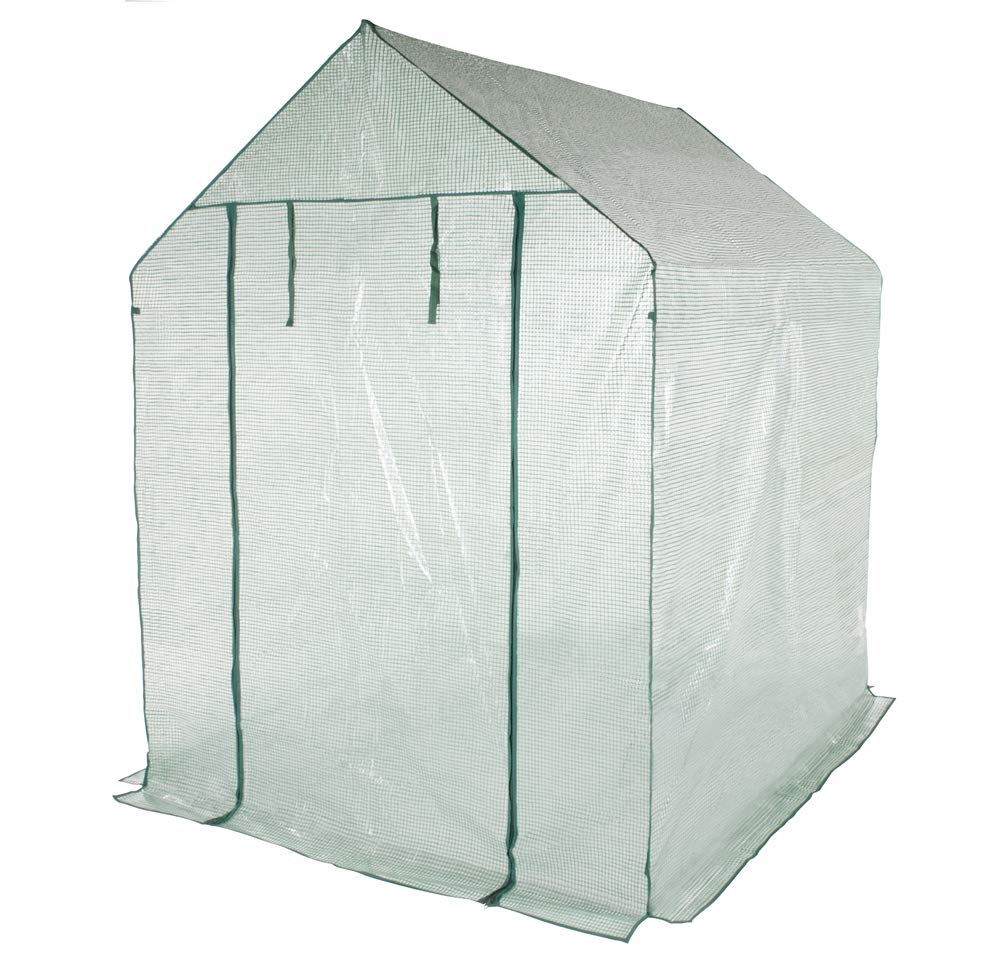 VERDELOOK | Telo di Ricambio in PE Retinato per Serra a Casetta 6 Ripiani Codice 647/24, Resistente, Protezione Piante, Apertura Frontale con Cerniera 140x140x195 cm