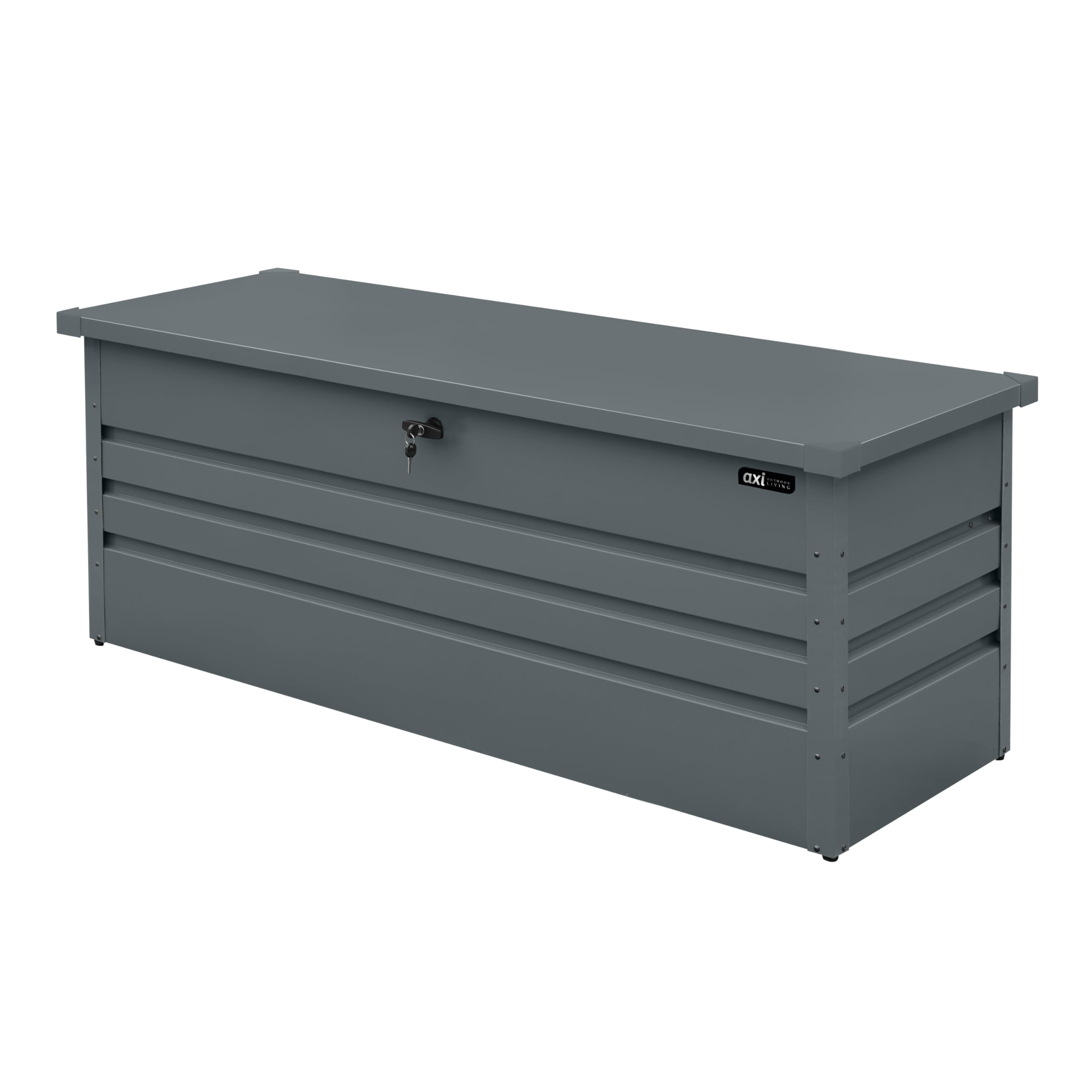 AXI Miles Coffre De Jardin En Métal - 600L, Anthracite 165 X 70 X 62 Cm - Coffre De Rangement Extérieur Avec Fond Et Serrure - Meuble Exterieur Rangement Outils De Jardinage, Coussins