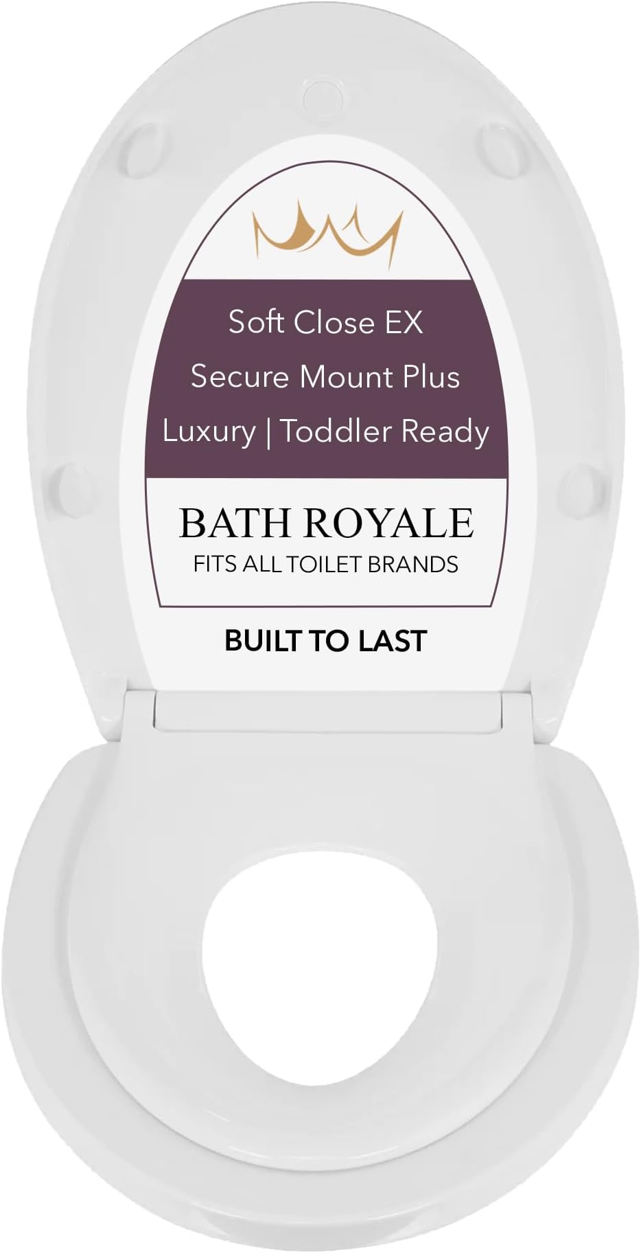 BATH ROYALE Potty Training Seat - Soft Close, Kingsport BR721-00, Elongated White, Adult & Child Combo