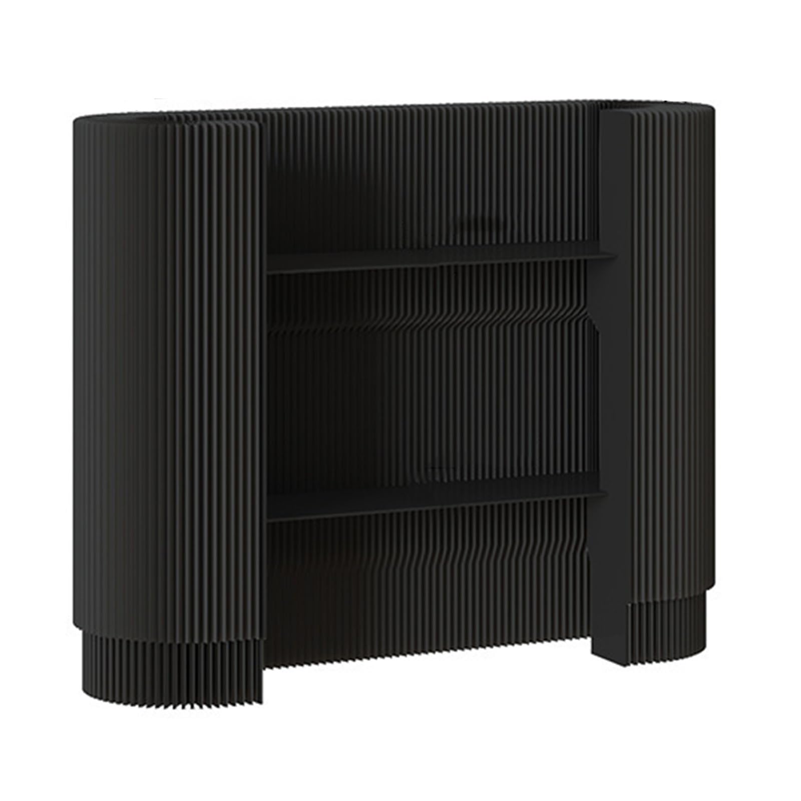 Mostrador de recepción Moderno, mostrador de Caja portátil Curvo, Mesa de recepcionista para ferias de artesanía, Expositor, para Espacios pequeños, Bares, Tiendas y hoteles (Negro