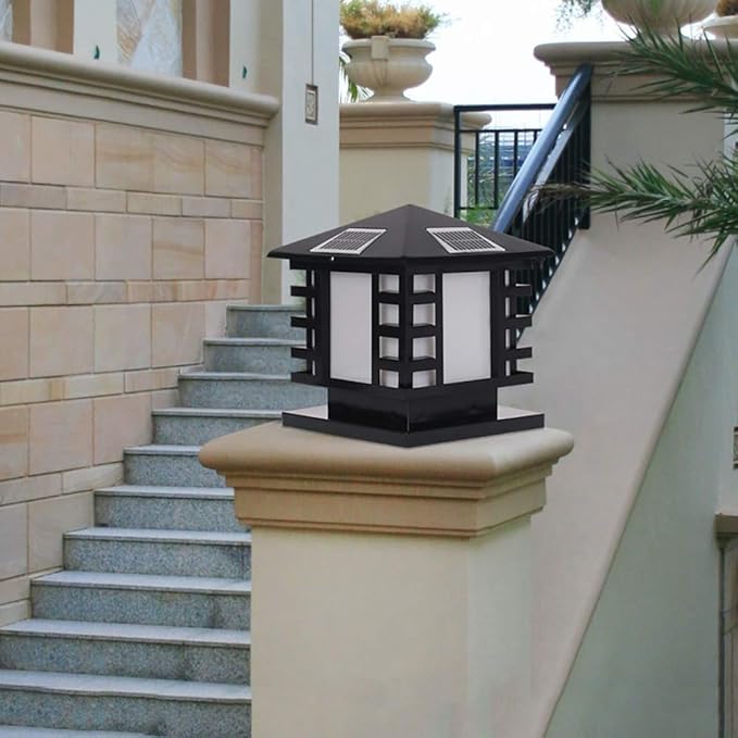 HEGZA Buitenlicht Solar Waterproof Outdoor Post Lights Modern Creative Metal Aluminium Column Lampen Rainproof Victoria Glass Landscape Lantern Villa Home Street Door Garden Decorative Pillar Lights Wall L photo 3