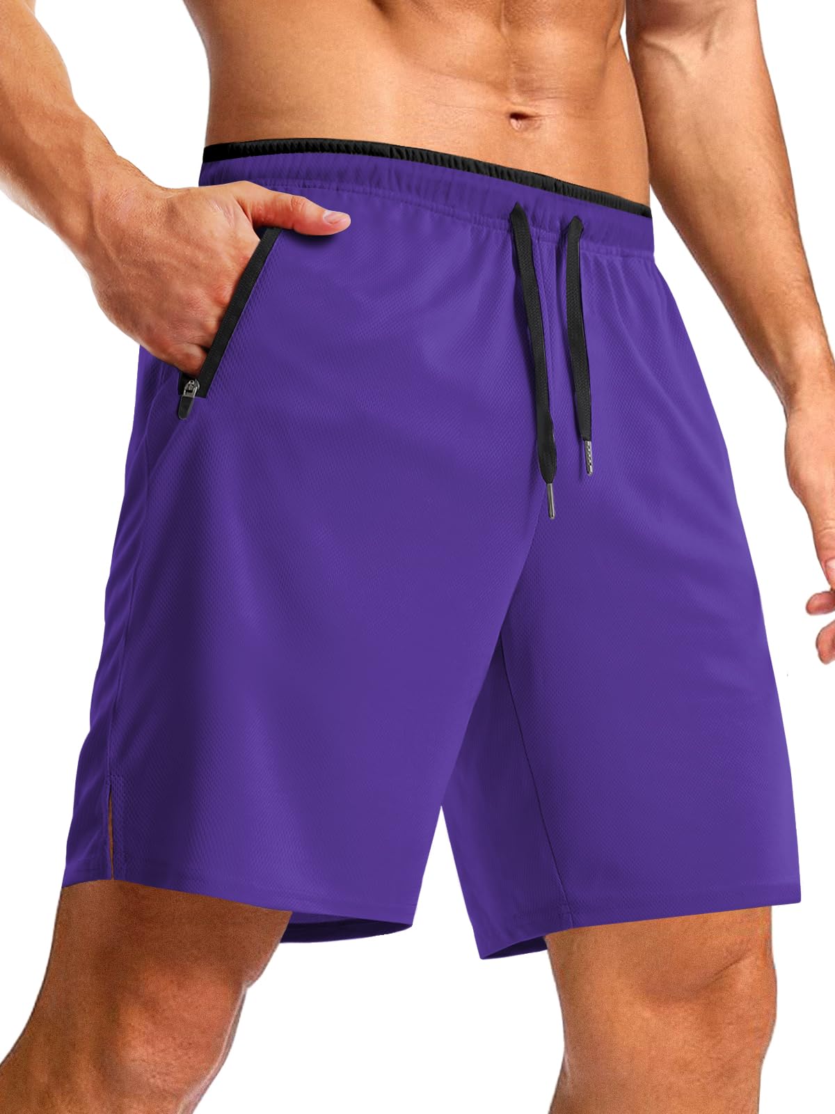 Aolesy Men's Gym Workout Shorts 5"/7"/10" Lightweight Bodybuilding Athletic Shorts Running Training with Zip Pockets