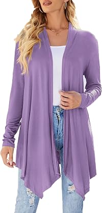 Uvog Cardigans Femininos Leves Elegantes Verão Manga Longa Casual Wrap Cardigan Coverup Lilás L por Artista não identificado — capa do álbum