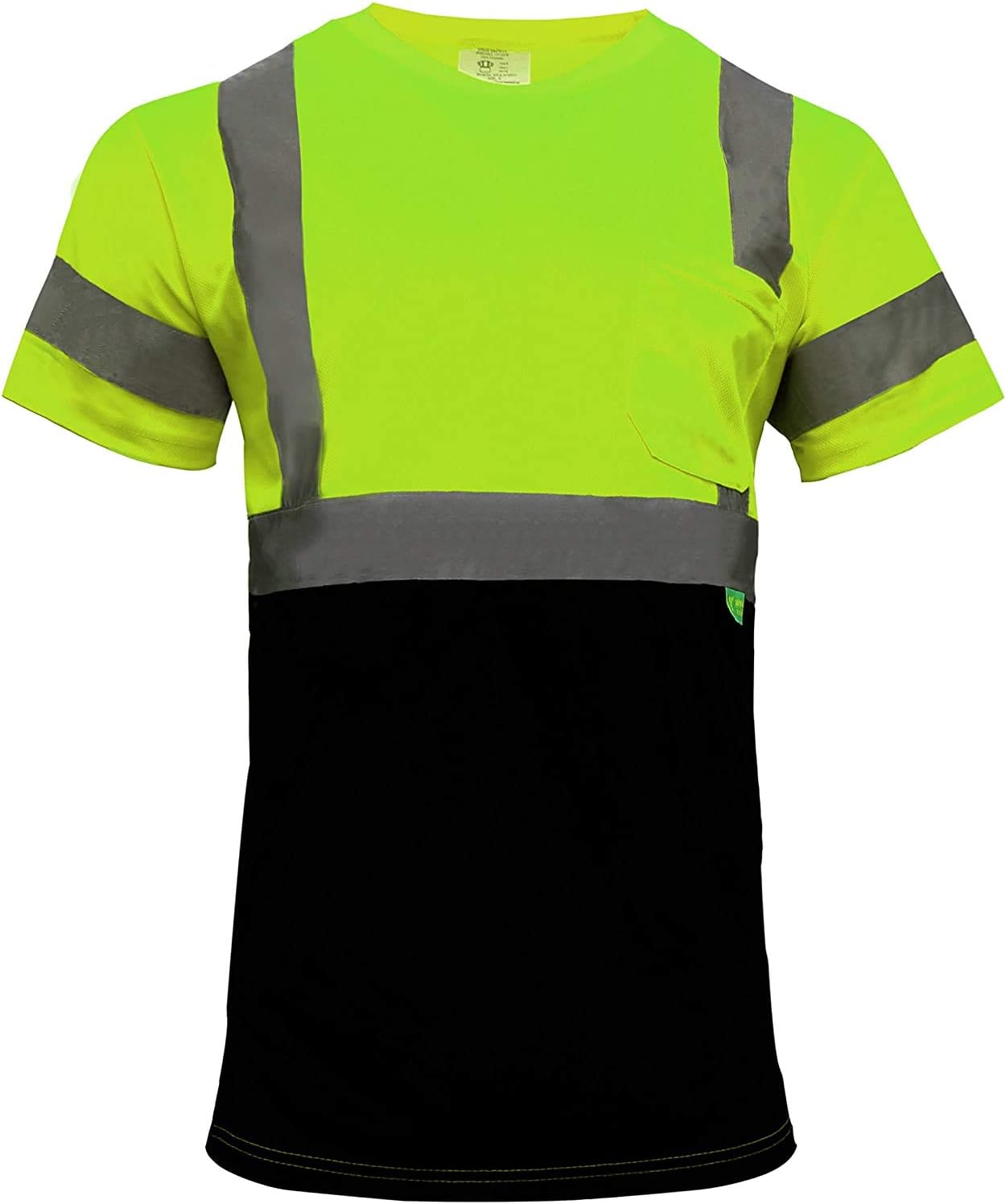 Set of BFS8512 Class 3 High Visible Short Sleeve Black Bottom Safety T-Shirts with 2 Inch Tape