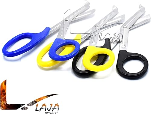 Miniatura 2 de 3 piezas (negro, amarillo y azul) para uso paramédico, vendaje trauma EMT, tijeras de acero inoxidable de 7.25 pulgadas (marca LAJA IMPORTS