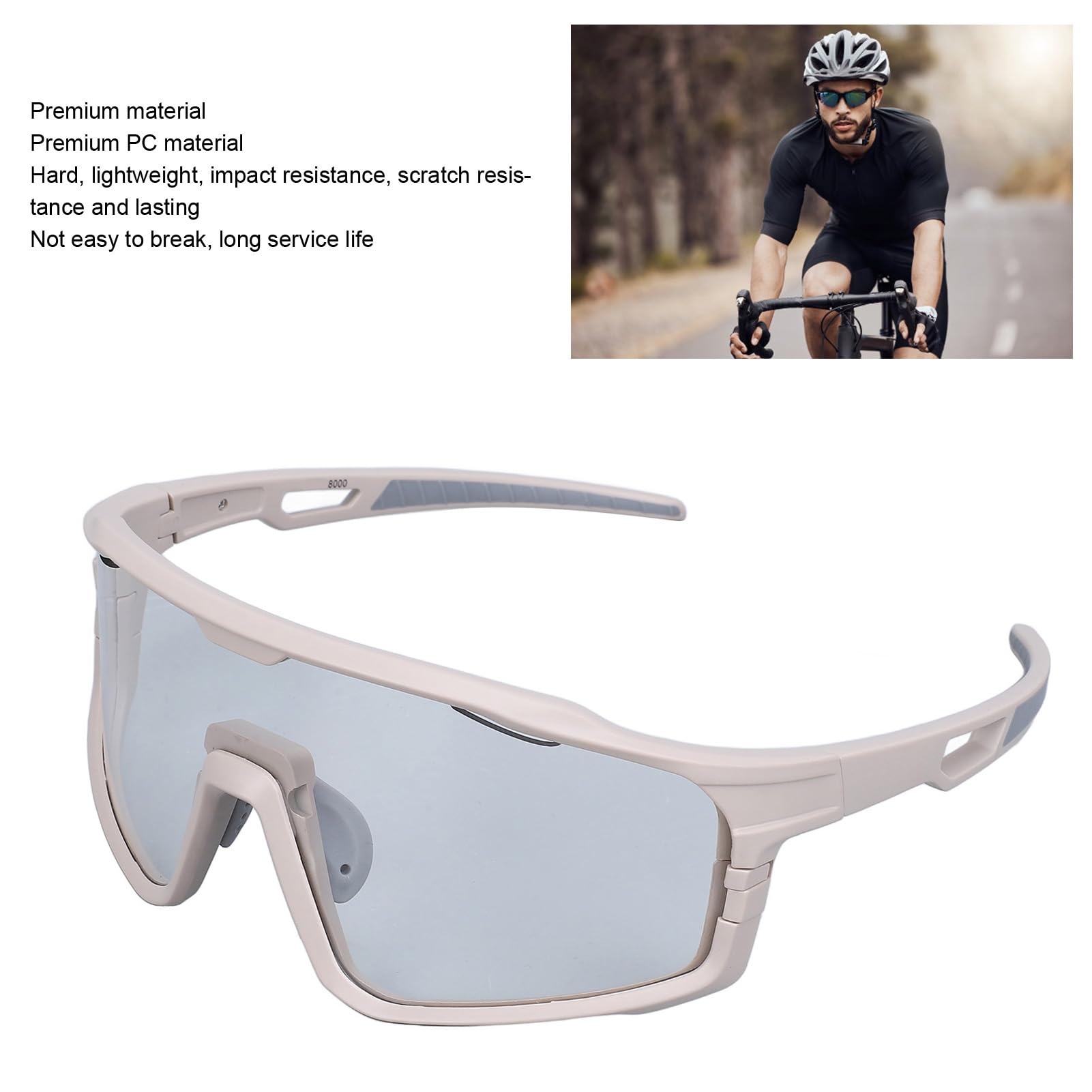 Dilwe Occhiali da Ciclismo, Occhiali da Sole Sportivi Fotocromatici per Uomo Donna Protezione UV, Materiale PC, Adatto a Diversi Sport, Guida