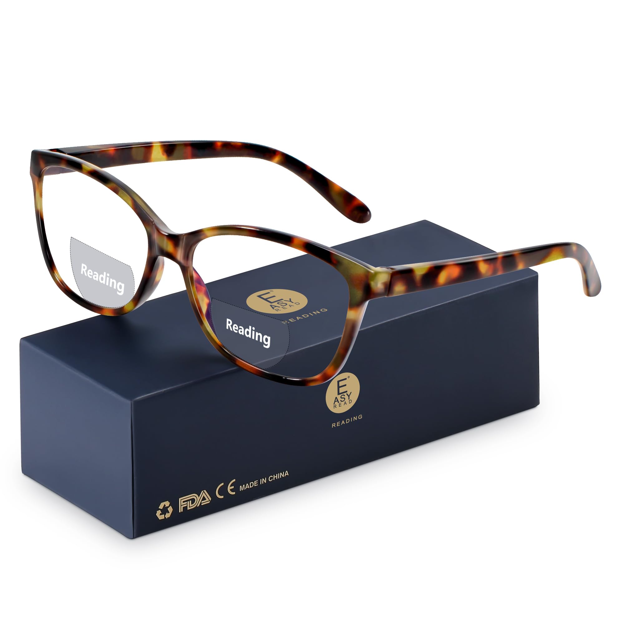 EASY READ Bifocal Reading Glasses for Women,Blue Light Blocking Computer Readers,Anti UV Women Eyeglasses with Spring Hinge