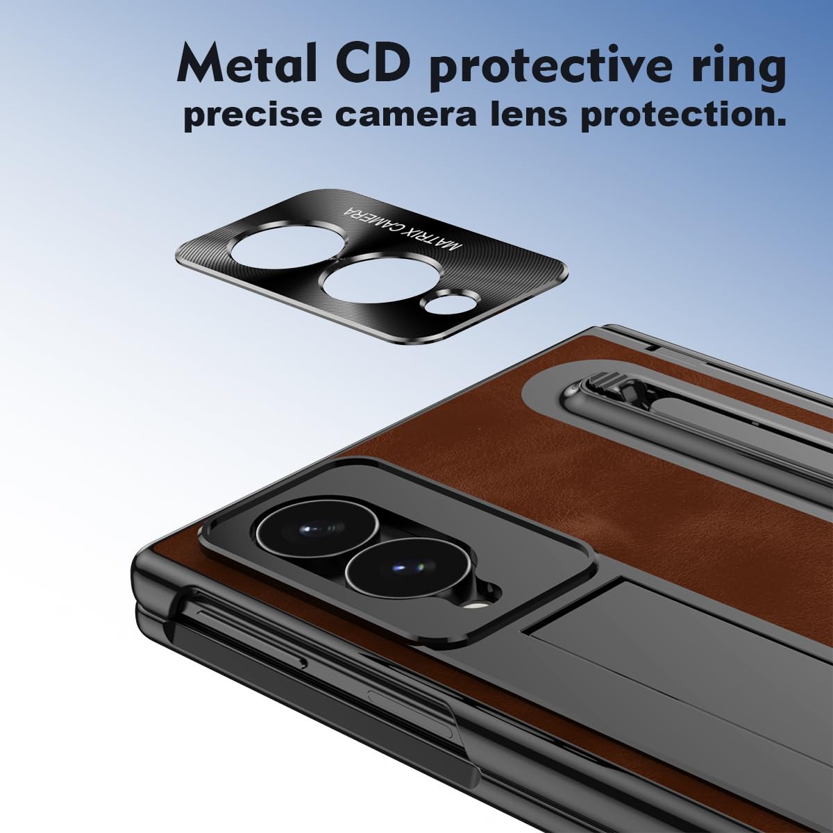 do Samsung Galaxy Z Fold 8 Etui z Slim S-Pen Holder & Pojemnościowy długopis, Kickstand Premium Jazz Retro Leather Soft Touch Odporny na wstrząsy Hard Full -Body Screen Hinge Protection