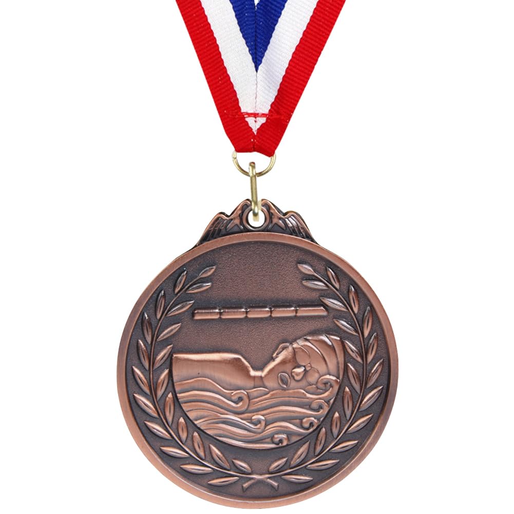 Medalla de natación 6,5 cm Recompensas Deportivas Cinta Cuello Metal Oro Plata Bronce Competiciones