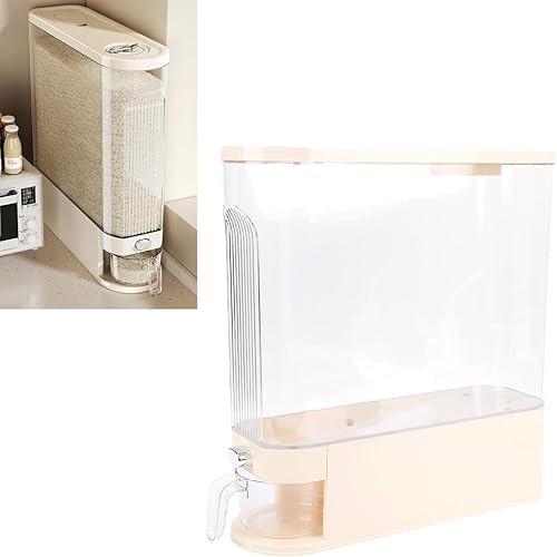 Miniatura 2 de Aramox Rice Dispenser, Cereal Dry Food Storage Container with Measuring Cup Slim Space Saving Design for Pantry & Kitchen Organization