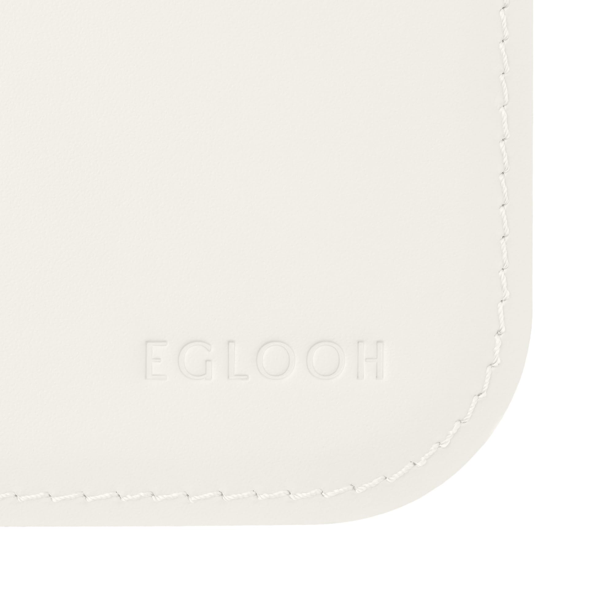 Eglooh - Herms - Mouse Pad in Cuoio Bianco cm 25x20 - Tappetino Mouse per Scrivania e Ufficio con Cuciture Artigianali e Angoli Arrotondati - Made in Italy