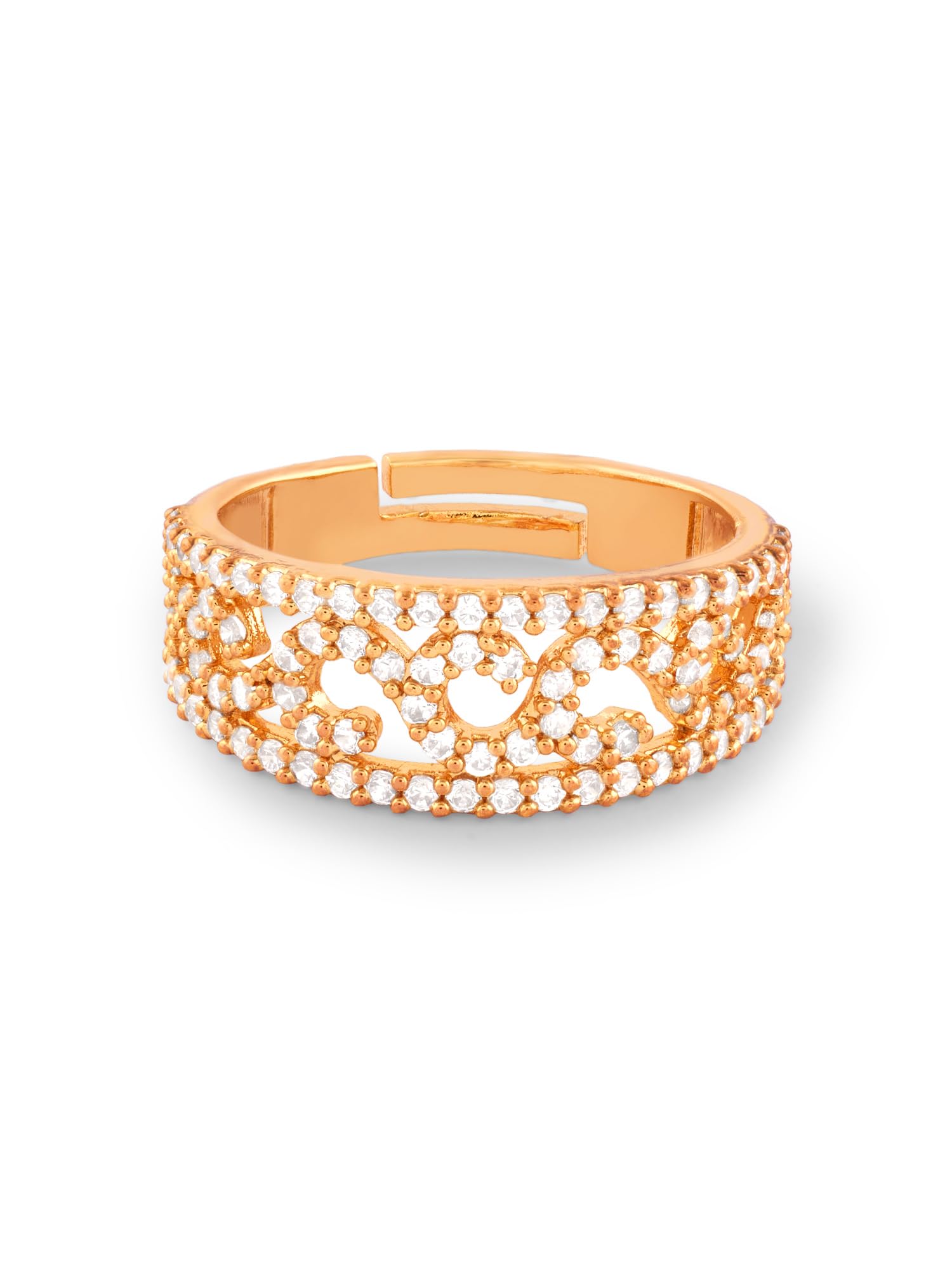 ZAVERI PEARLS Gold Tone Cubic Zirconia Dazzling Contemporary Adjustable Ring For Women-ZPFK17541 (B0CXDPCMS7) Amazon Price History, Amazon Price Tracker