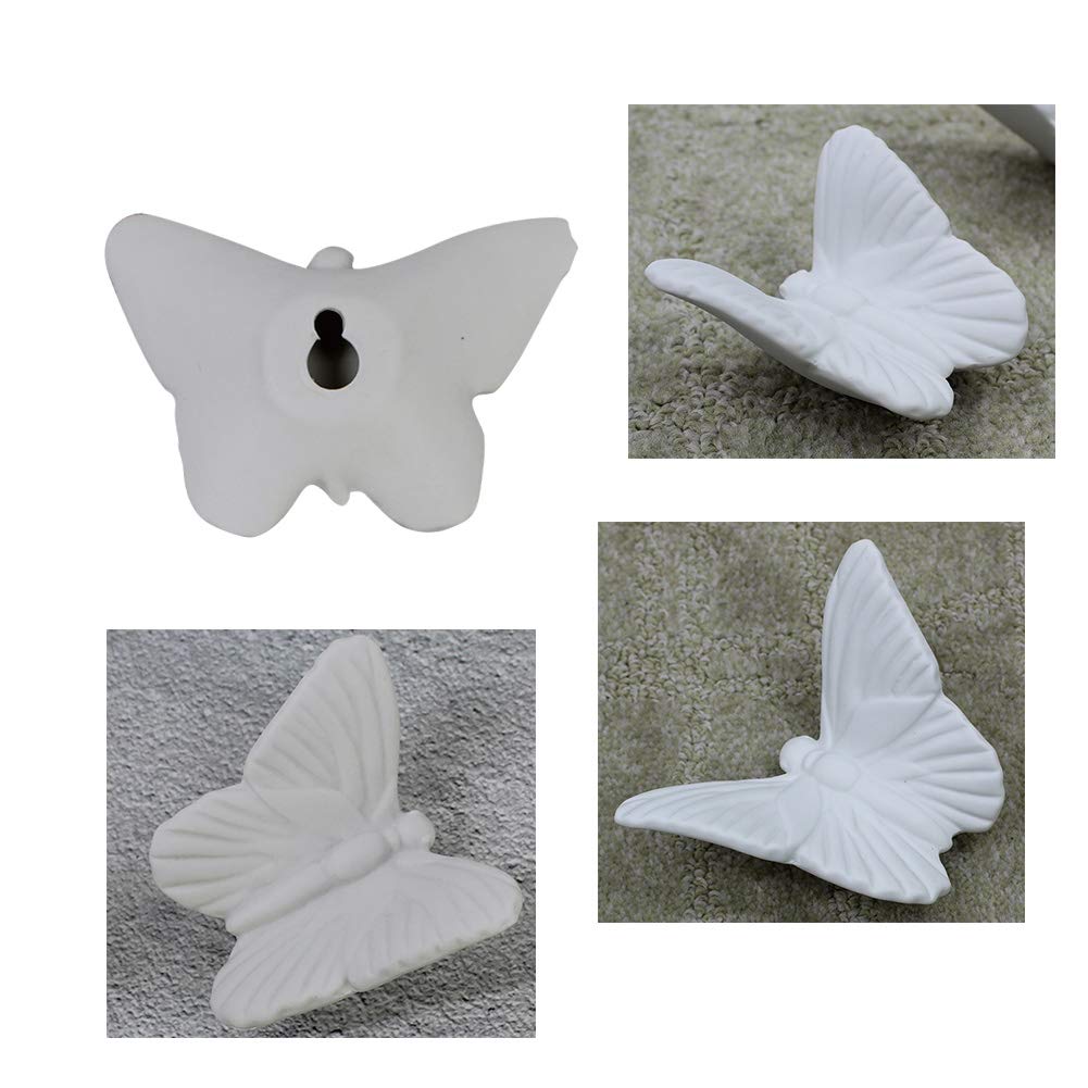 Farfalla in ceramica bianca, decorazione da parete da appendere per bagno, soggiorno, giardino, sculture da parete, set di 6