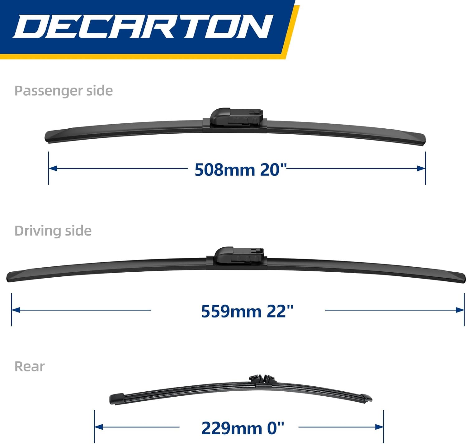 3-Piece Windshield Wipers For Ford Bronco Sport 2021 2022 2023 2024 2025 Replacement For All-season Front And Rear Wiper Blades Set