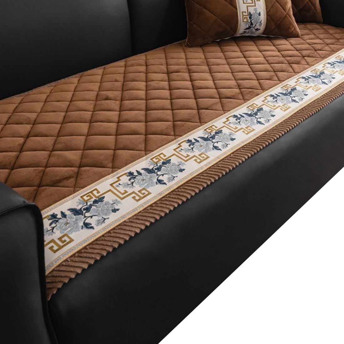 Housse de canapé vintage marron 70x240 cm pour banquette