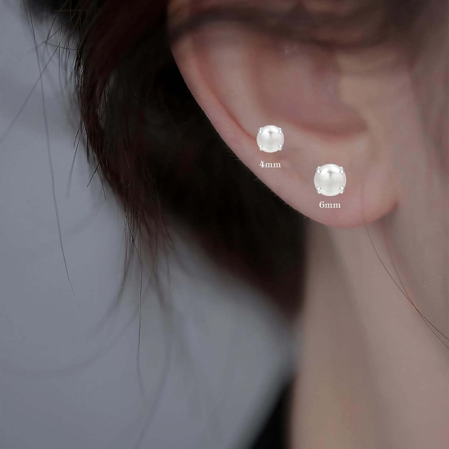 2 pairs Titanium Flat Back Earrings,Silver Pearl Stud Earrings for Women Screw Back Studs for Girls Hypoallergenic Cartilage Nap Sleep Earrings Helix Jewelry - Image 5