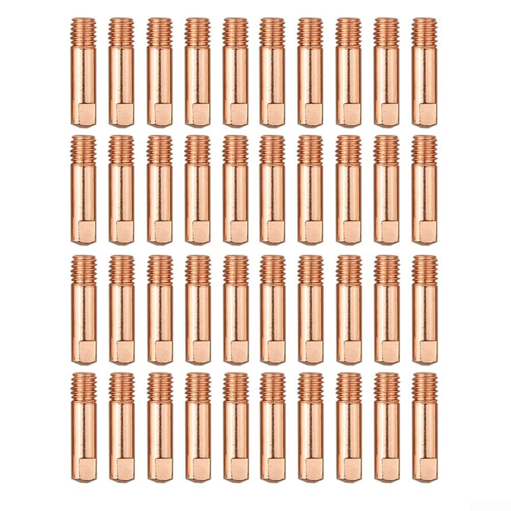Set di 40 punte per saldatura in rame per saldatrici MIG MAG 15AK con ugelli da 0,8 mm, 0,9 mm, 1,0 mm, filettatura M6, lunghezza 25 mm, diametro 6 mm