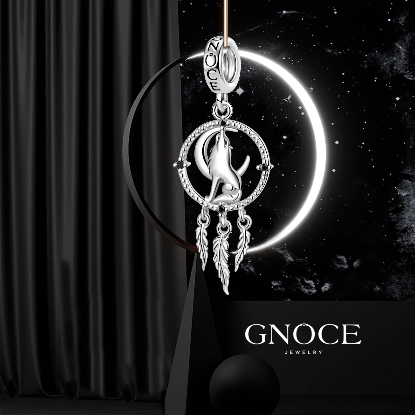 GNOCE Lupo Acchiappasogni Ciondolo Charm 925 Sterling Silver Phoenix Charms per Charms Bracciale Regalo per Donna Fit Collana/Braccialetto