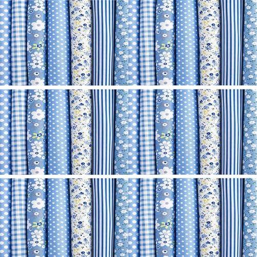 Image of 42pcs 2.5 * 44 inch Fat Quarter BundlesCotton Jelly Roll Easter Fabric Strips for Quilting Crafting Precut Patchwork for Sewing DIY Crafts (Blue)