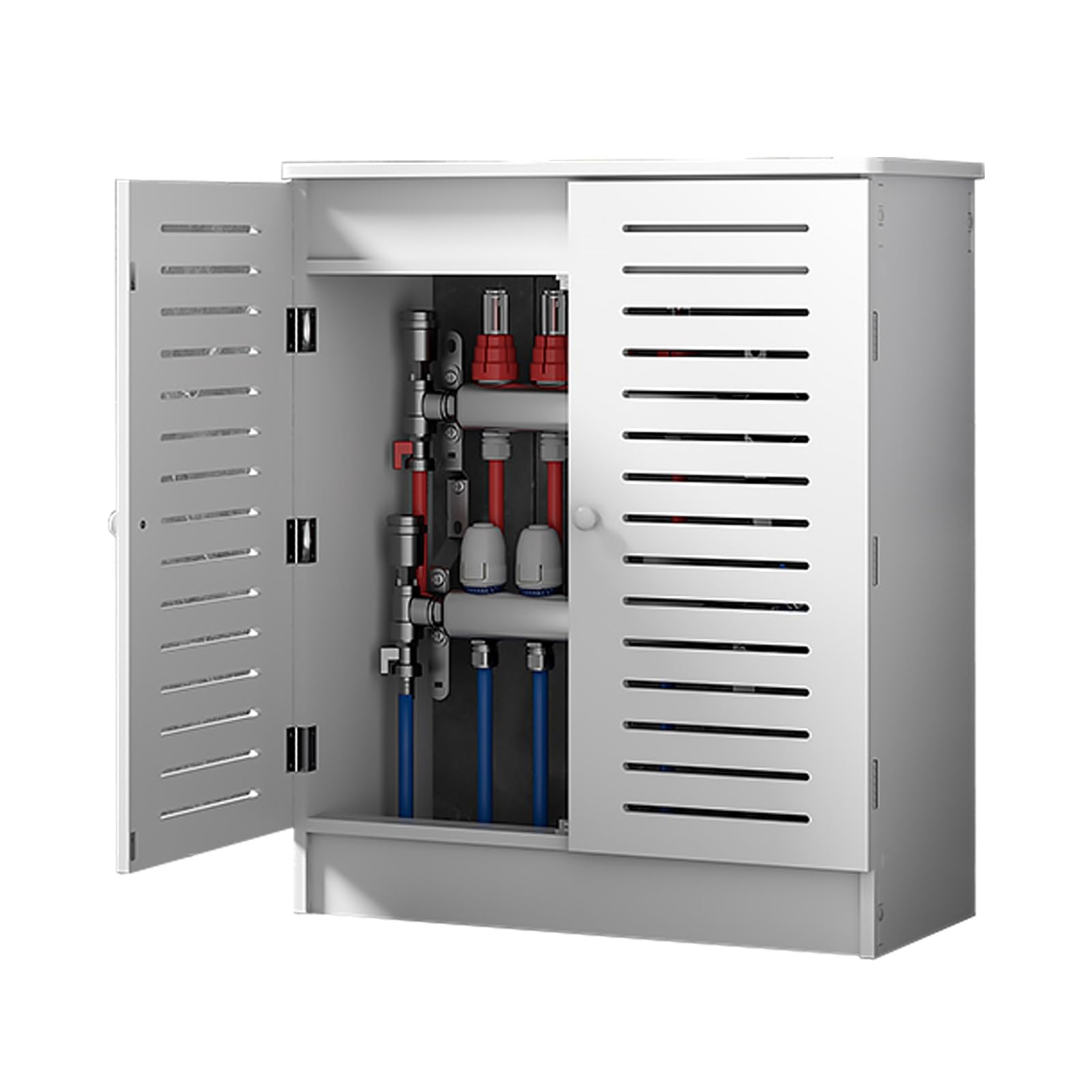 Cubre radiador inox de 60x80x20 cm con puertas de rejilla para cocina y lavadero