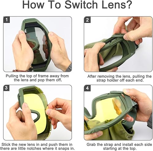 Miniatura 5 de xaegistac Airsoft Goggles Tactical Safety Goggles Anti Fog Glasses Hunting Cycling