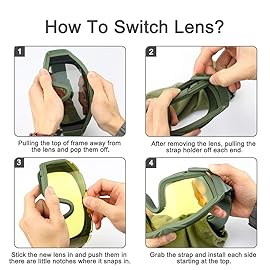 xaegistac Airsoft Goggles, Tactical Safety Goggles Anti Fog Military Eyewear with 3 Interchangable Lens for Paintball Riding Shooting Hunting Cycling (ArmyGreen)