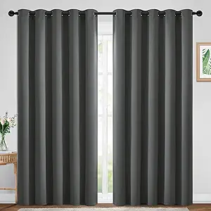 Yakamok Blackout Curtains Room Darkening Thermal Insulated with Grommet Window Curtain for Bedroom/Living Room(70Wx84L inch, Dark Grey, 2 Panels)
