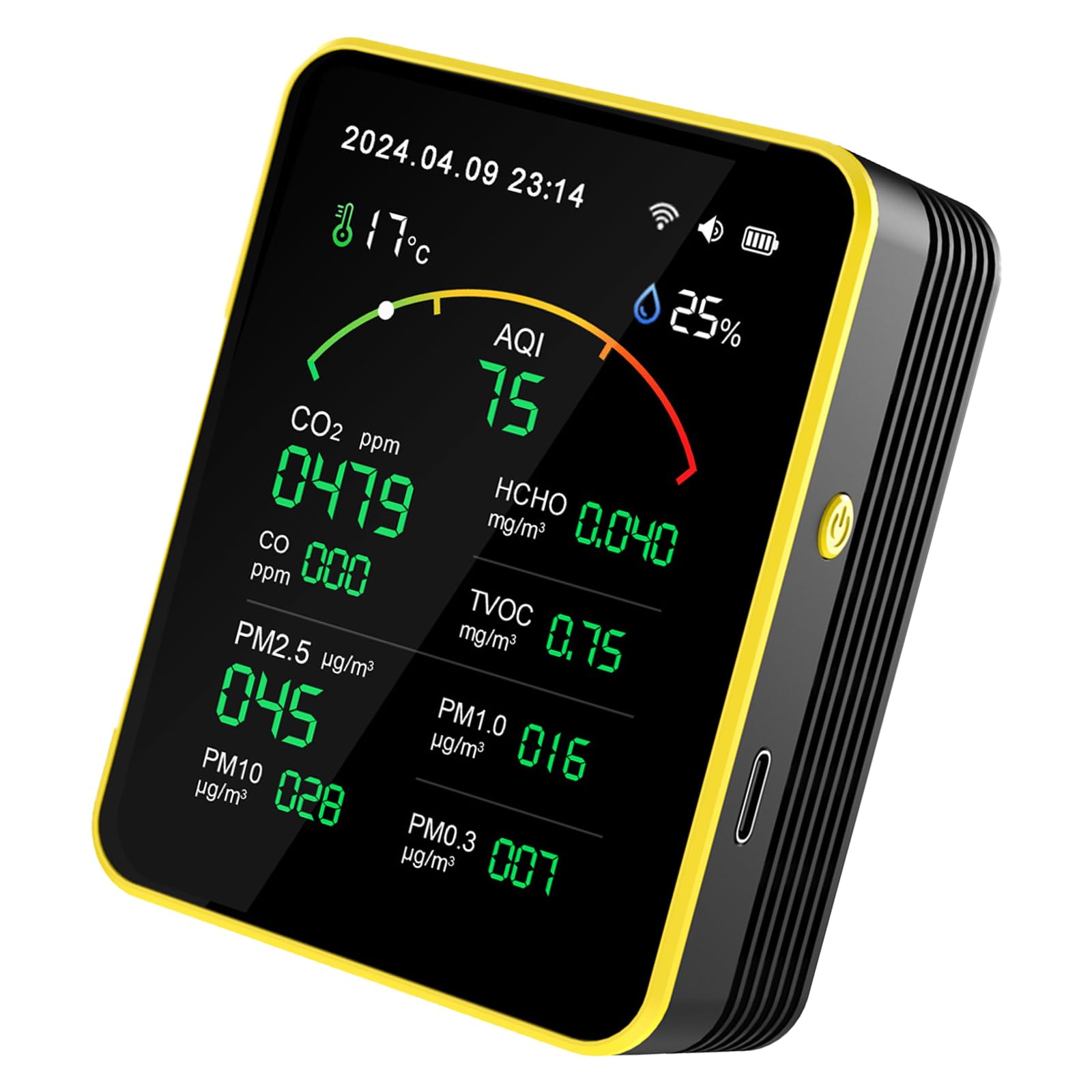 Medidor de contaminación del aire, probador preciso, detector de aire multifuncional para el hogar, medidor de prueba de CO2 PM2.5 TVOC