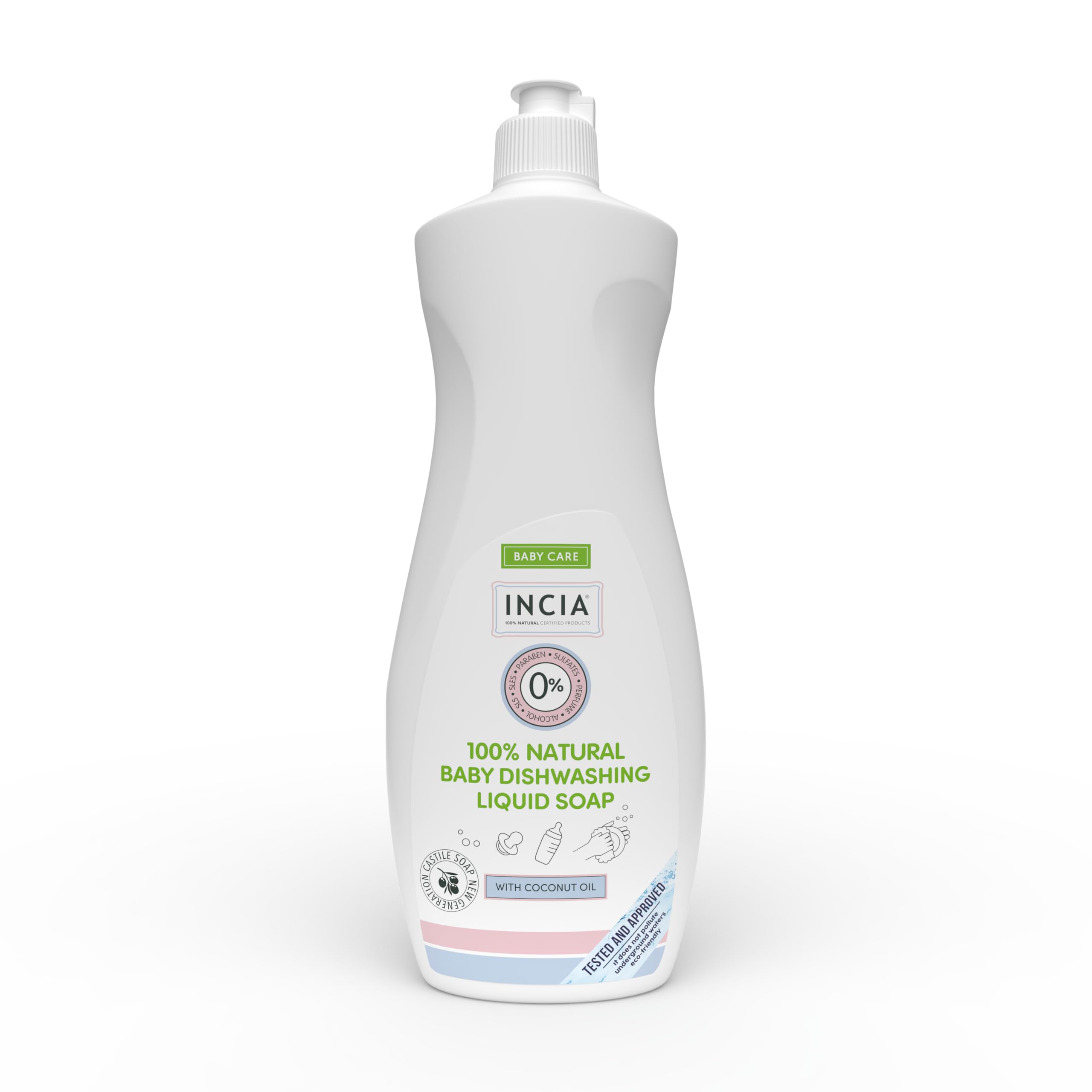 INCIA%100 Doğal Bebek Bulaşık Sabunu Bitkisel Emzik Biberon Temizleyici Vegan 500 ml